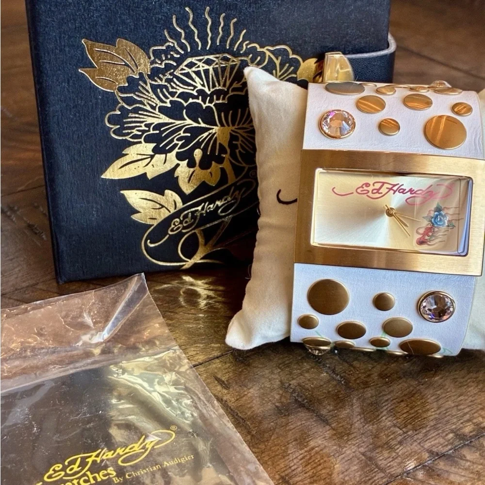 Ed Hardy Gold and White Smartwatch